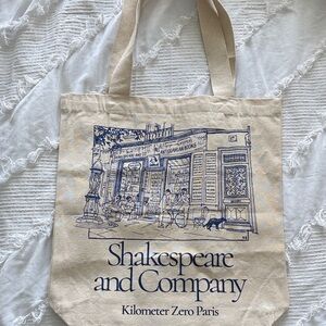 Shakespeare and Company Paris Canvas Tote Bag - Cream with Navy Print